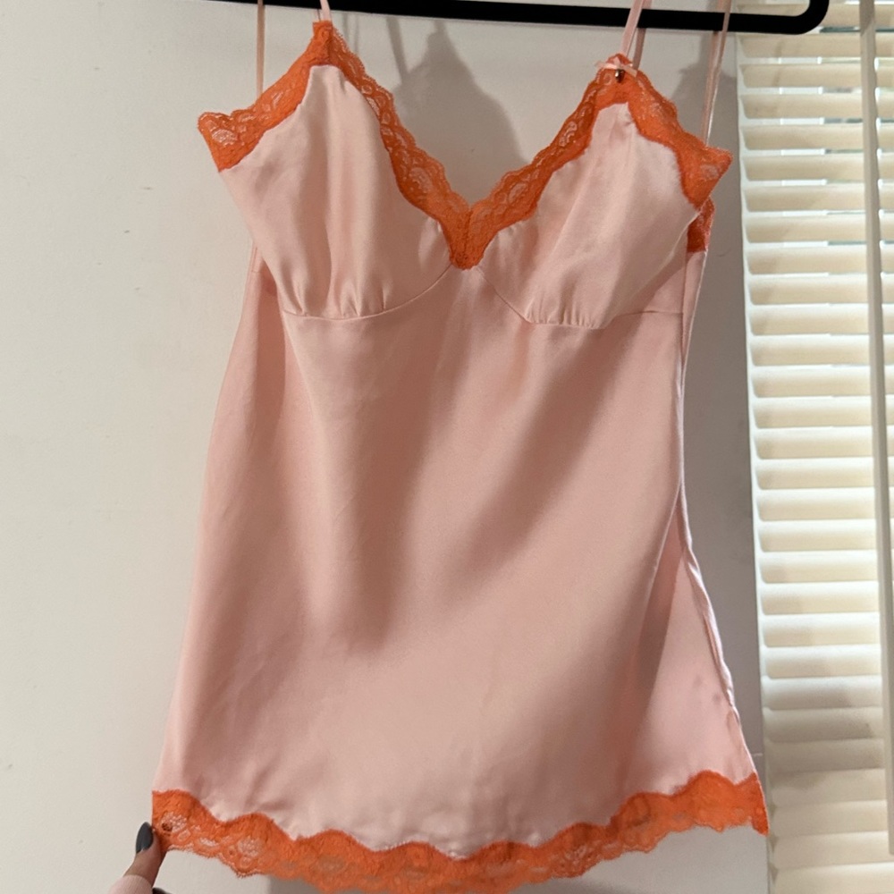 Guess silk top with lace detail